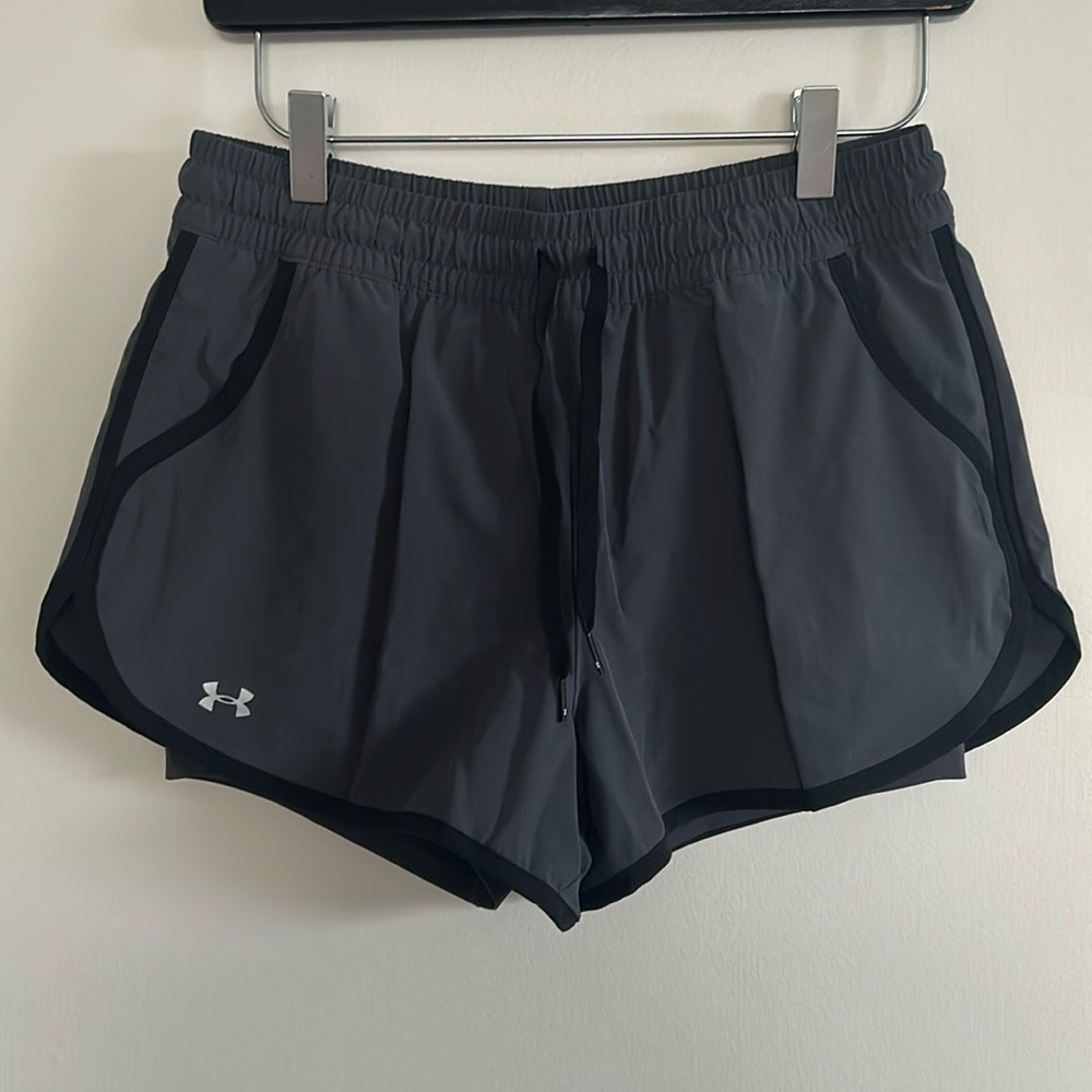 Under Armour grey/black shorts with under-shorts